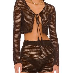 NEW Deedra Crop Top in Cocoa Brown & Short size XS Tularosa Revolve NWOT